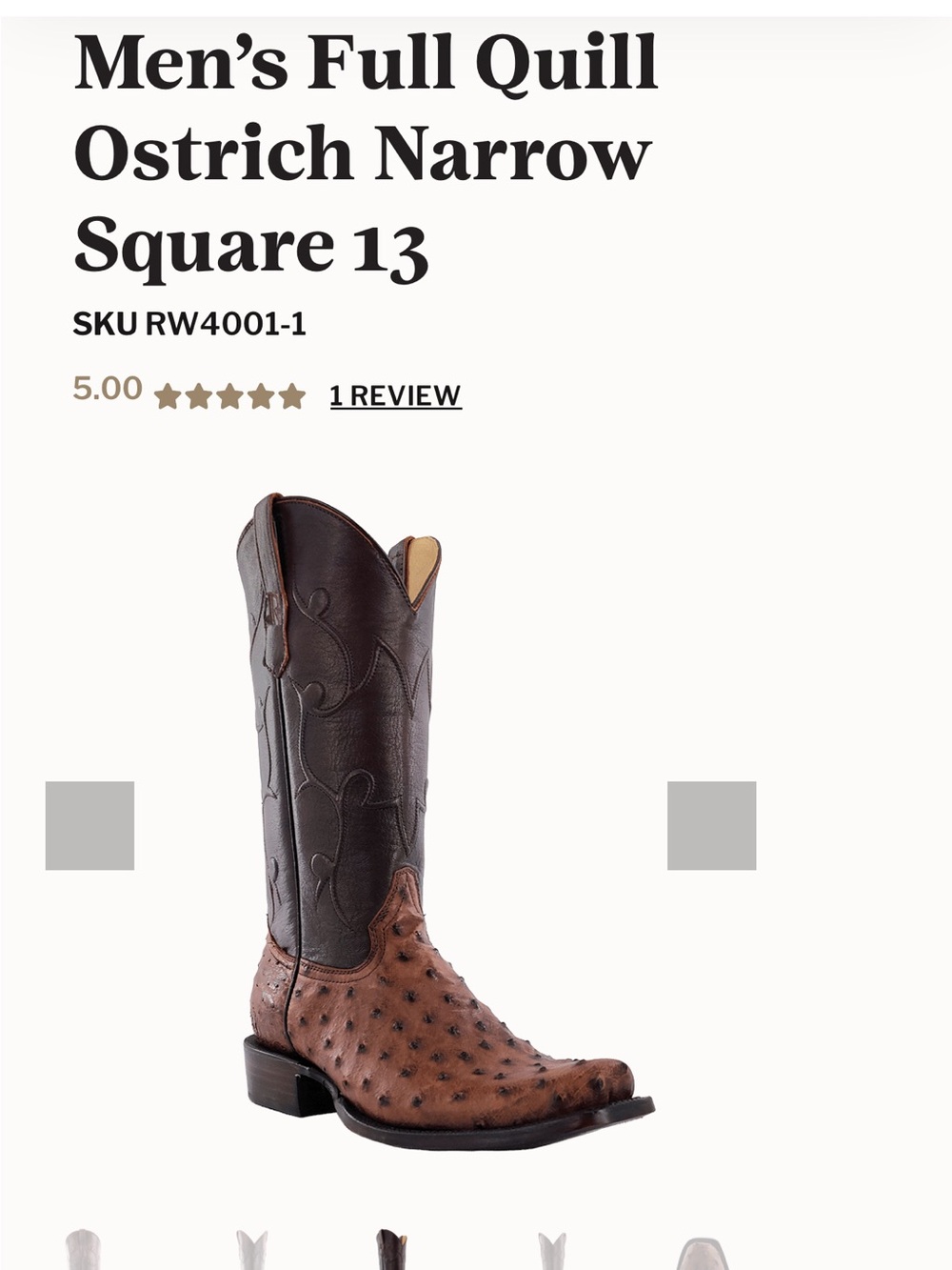 R. WATSON-Full Quill Ostrich Narrow Square Toe Cowboy Boots Brown/Chocolate goat